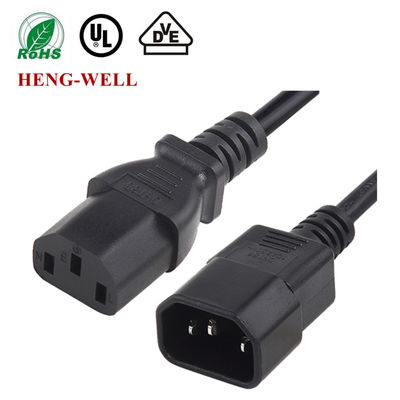 Đen dây mở rộng điện US, 10A 15A 125V 250V 18AWG Computer Power Cord