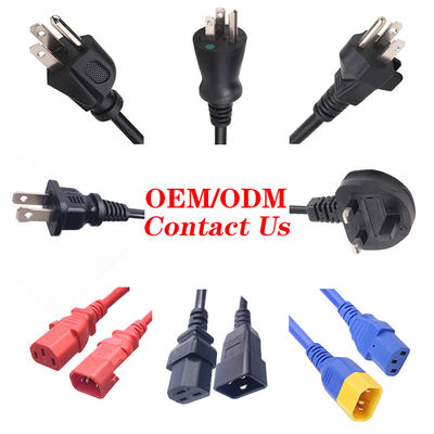 3 Pin Plug 10A 13A 15A 125V Máy tính xách tay Máy tính xách tay UL Certificate AC Power Cord