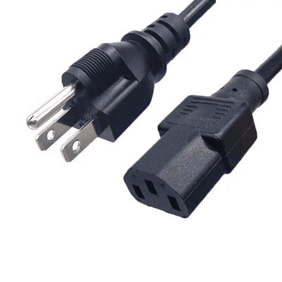 PVC 3 Pin Nhật Bản Cáp điện, IEC 320 C13 AC dây điện 1.8m Đen tùy chỉnh