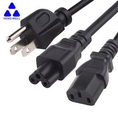 UL 3 Wire USA Power Cord 18AWG Cáp máy tính xách tay điện NEMA 5-15p đến IEC C13